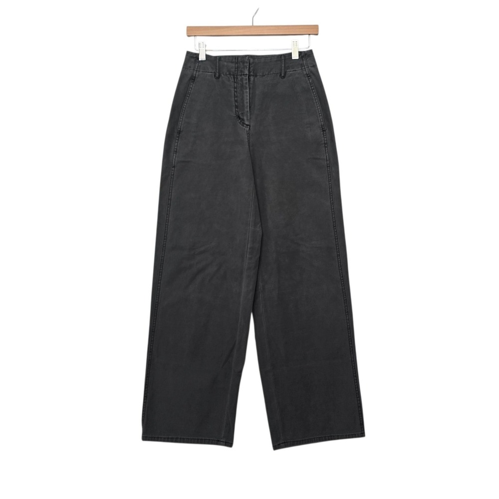 Wilfred Free Aritzia Wide Leg Pants Charcoal Grey High Rise Trouser Size 0